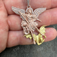 Michael & Dragon Gold Iced Pendant  customdiamjewel   