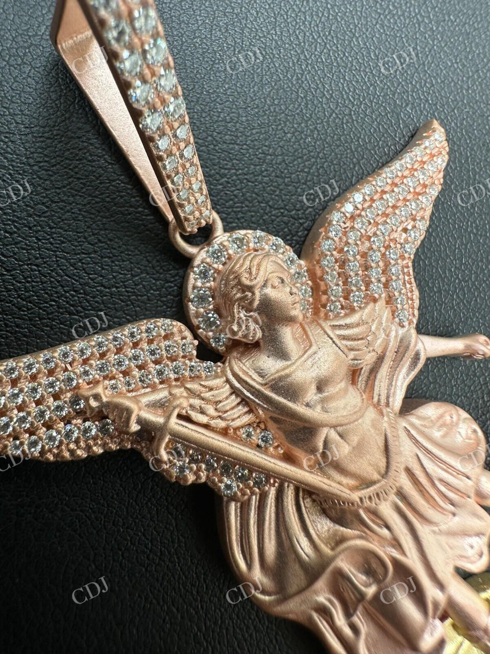 Michael & Dragon Gold Iced Pendant  customdiamjewel   