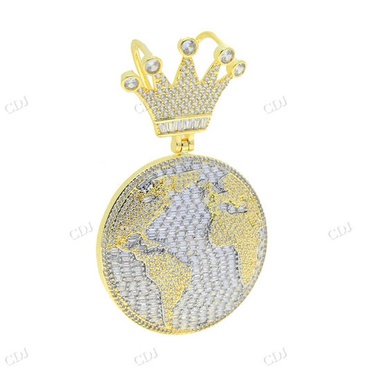 Two Tone Moissanite Diamond Map Pendant hip hop jewelry CustomDiamJewel