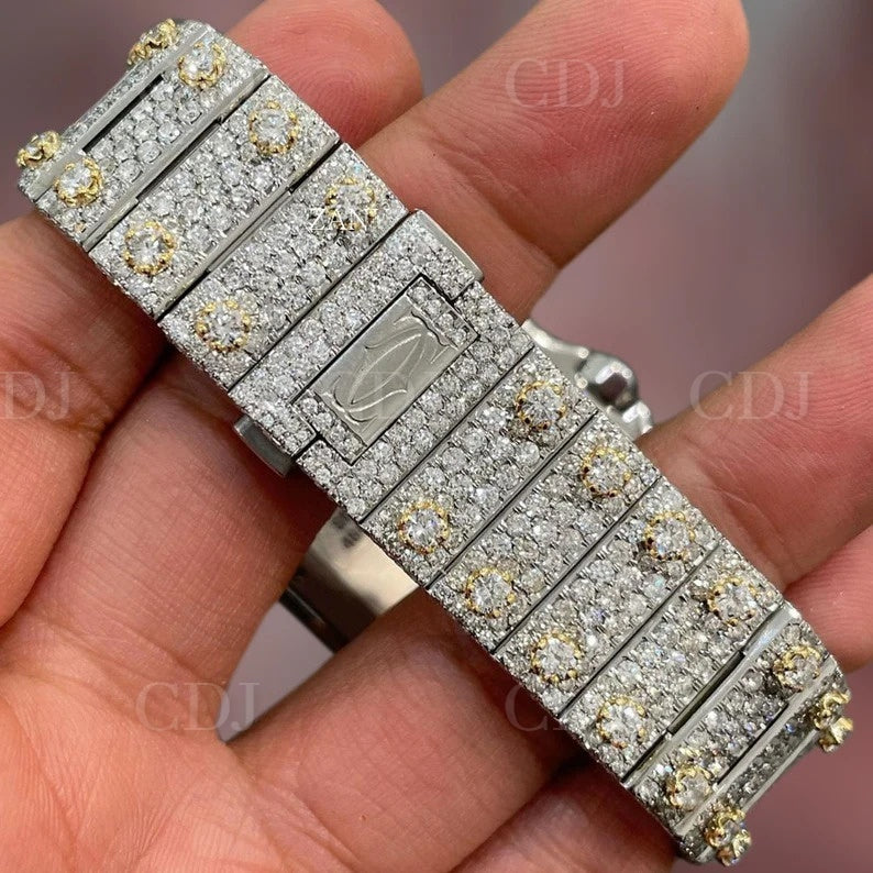 Latest Luxurious VVS Moissanite Hip Hop Men's Wrist Watch Fully Cluster Diamond Watch 24 To 27 Carat (Approx.)  customdiamjewel   