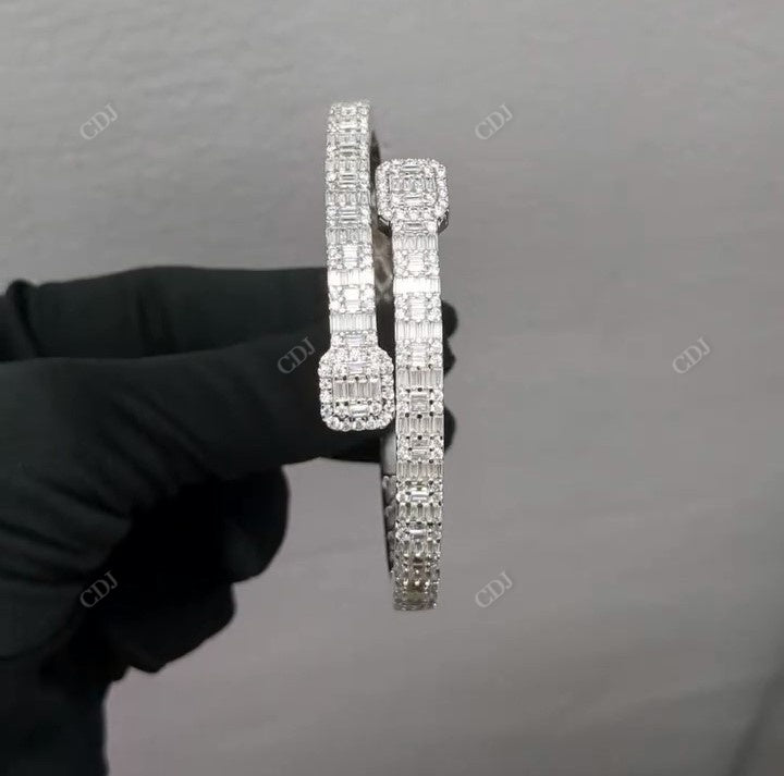 Antique Baguette Diamond Silver Bangle Bracelet hip hop jewelry CustomDiamJewel   