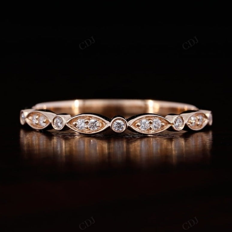 0.15CTW Round Cut Lab Grown Diamond Art Deco Wedding Band  customdiamjewel 10KT Rose Gold VVS-EF