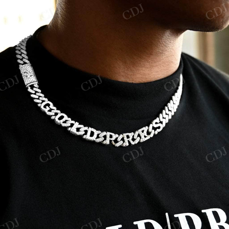 Hip Hop Iced Out Custom Name Latter Cuban Chain  customdiamjewel   