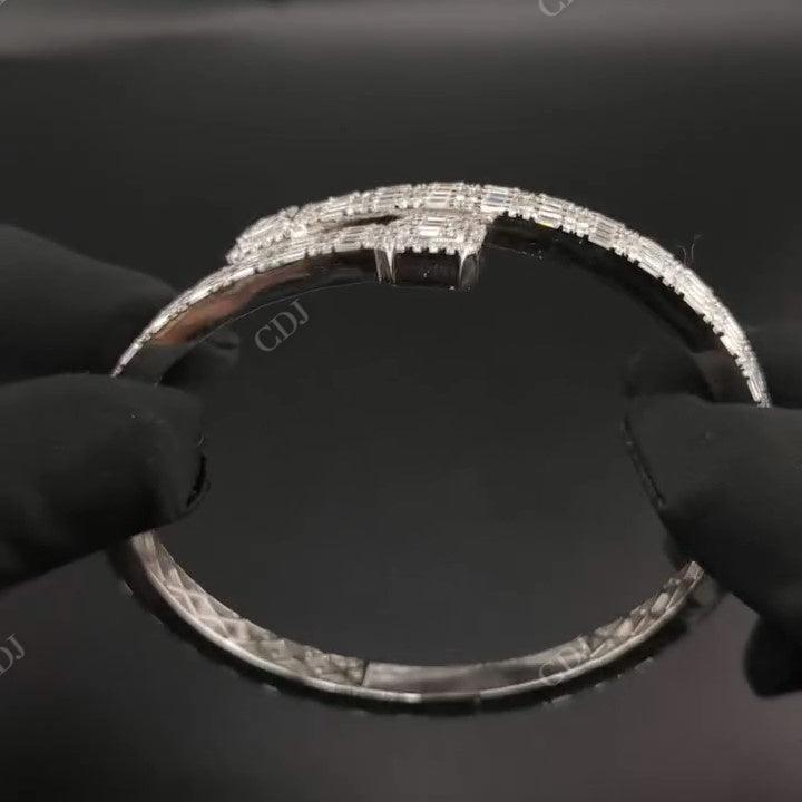 Antique Baguette Diamond Silver Bangle Bracelet hip hop jewelry CustomDiamJewel   