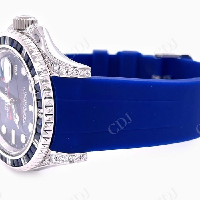 Custom Diamond Rolex Blue Dial Watch  customdiamjewel   