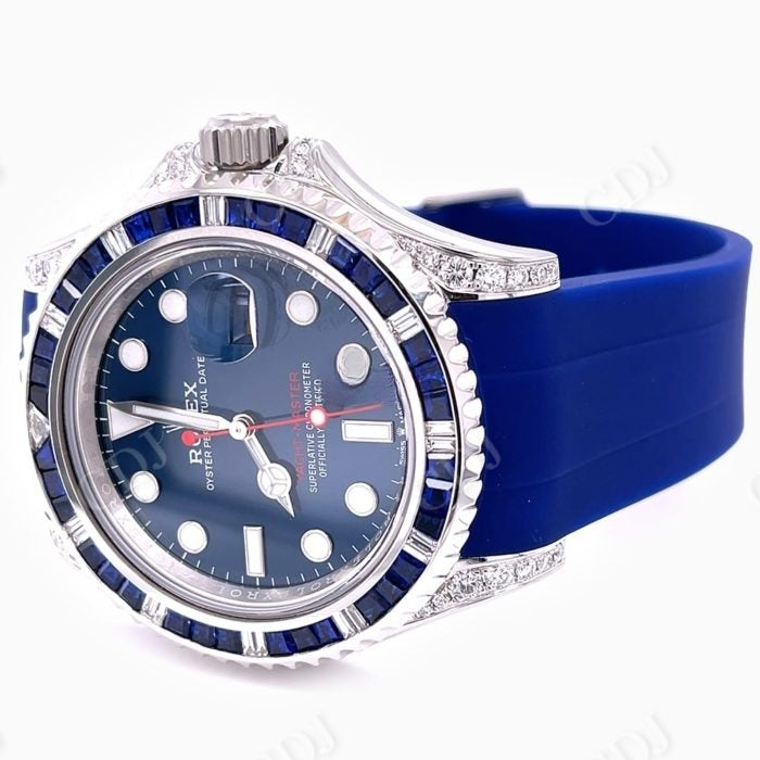 Custom Diamond Rolex Blue Dial Watch  customdiamjewel   