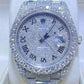 Full White Rolex Oyster Belt Roman Digit Moissanite Watch  customdiamjewel   