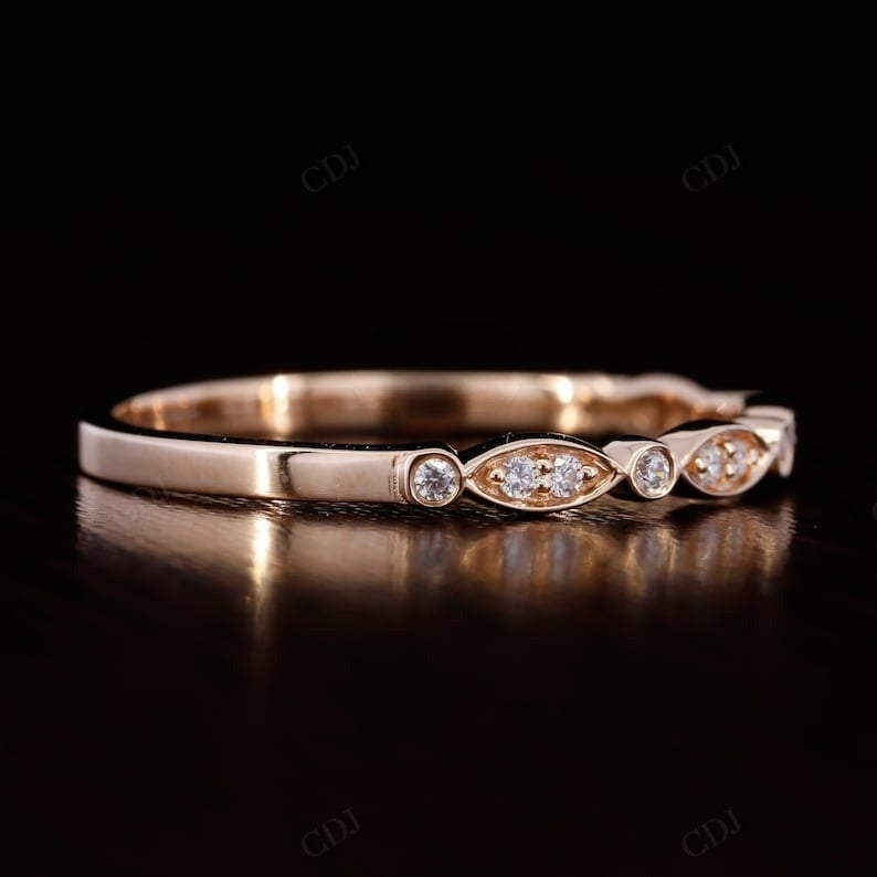 0.15CTW Round Cut Lab Grown Diamond Art Deco Wedding Band  customdiamjewel   