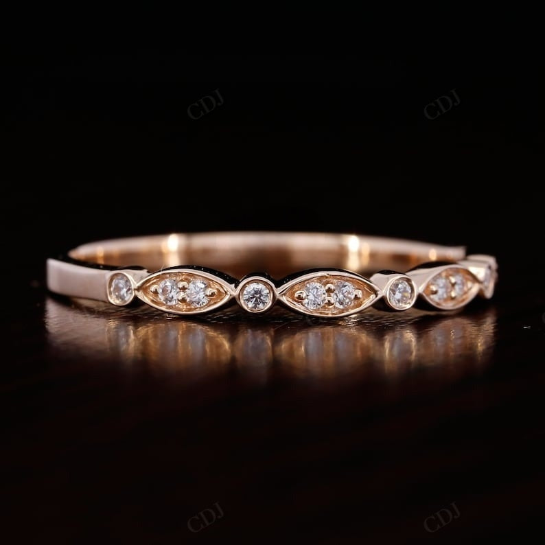 0.15CTW Round Cut Lab Grown Diamond Art Deco Wedding Band  customdiamjewel   