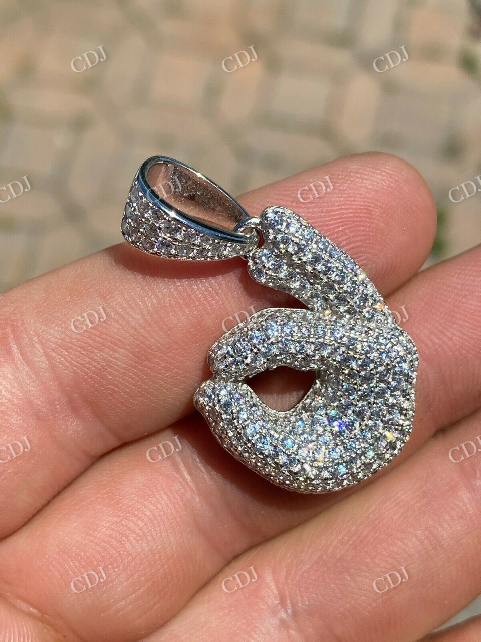 Hand Emoji Round Diamond Pendant  customdiamjewel   