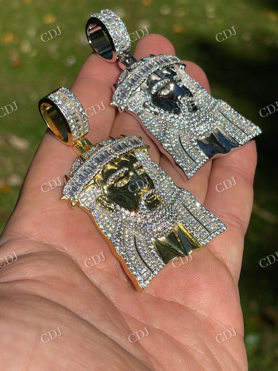 Diamond Large Jesus Piece Pendant  customdiamjewel   