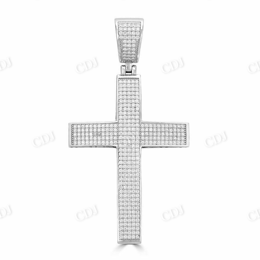 925 Silver Iced Cross Diamond Hip Hop Pendant  customdiamjewel   