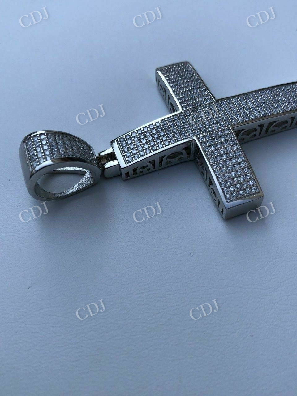 925 Silver Iced Cross Diamond Hip Hop Pendant  customdiamjewel   