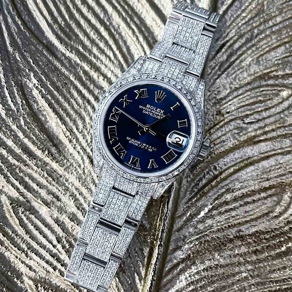 Luxury Blue Dial Rolex Diamond Watch  customdiamjewel   