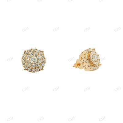 Sterling Silver Yellow Gold Plated VVS Moissanite Diamond Earring hip hop jewelry CustomDiamJewel