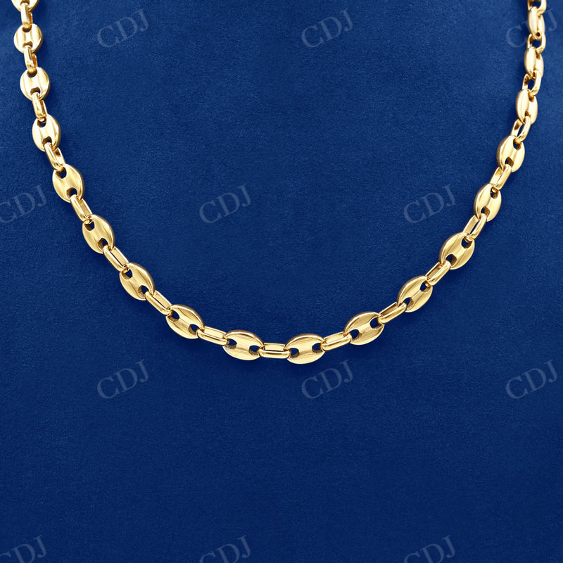 Gold Chain Choker Hollow Mariner Cuban Link Puffed  customdiamjewel   