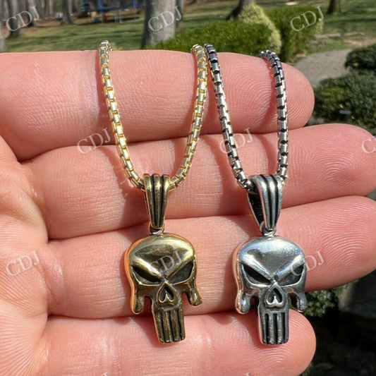 Skull Sterling Silver Iced Out Hip Hop Pendant  customdiamjewel   