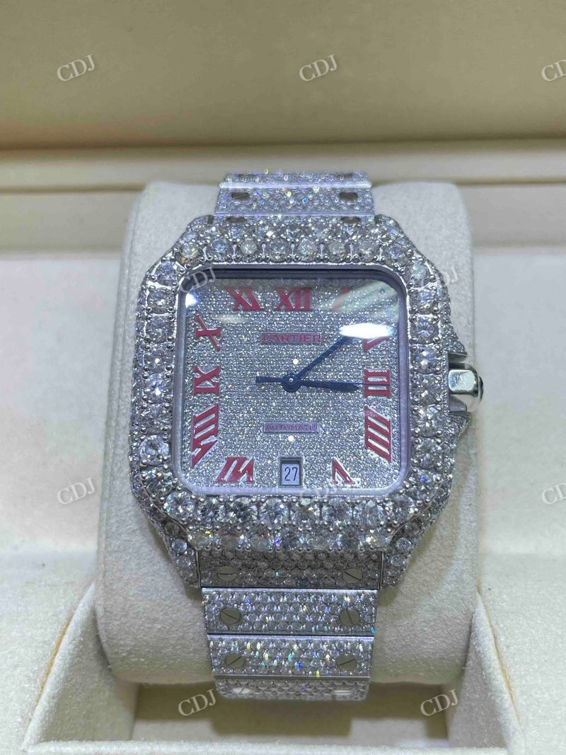 Bust Down Cartier Santos Moissanite Watch  customdiamjewel   