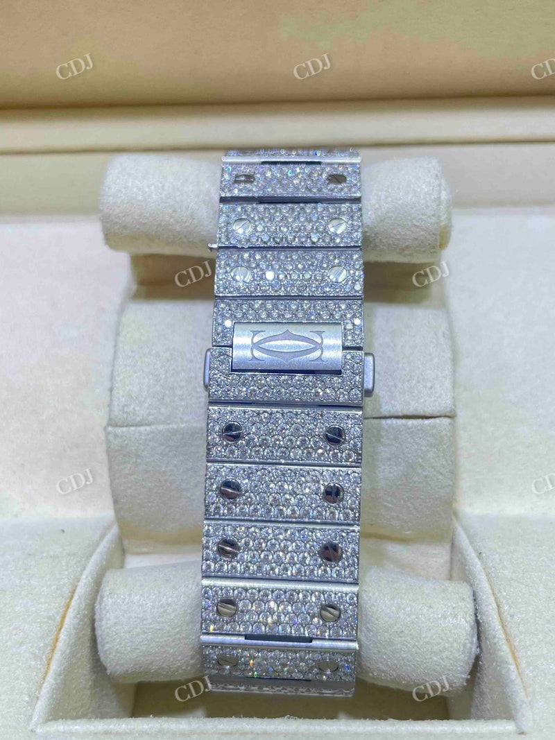 Bust Down Cartier Santos Moissanite Watch  customdiamjewel   