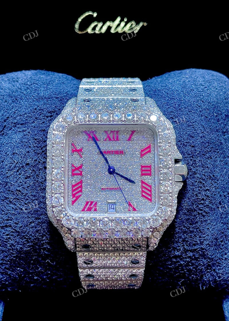 Bust Down Cartier Santos Moissanite Watch  customdiamjewel   