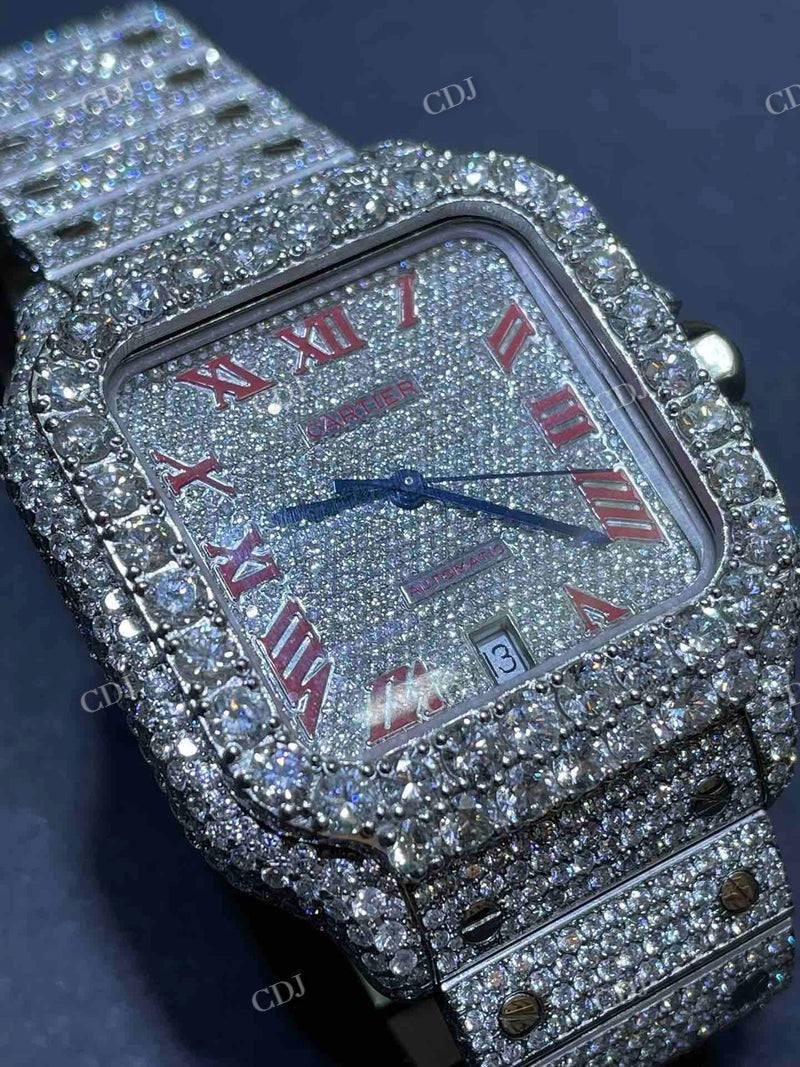 Bust Down Cartier Santos Moissanite Watch  customdiamjewel   