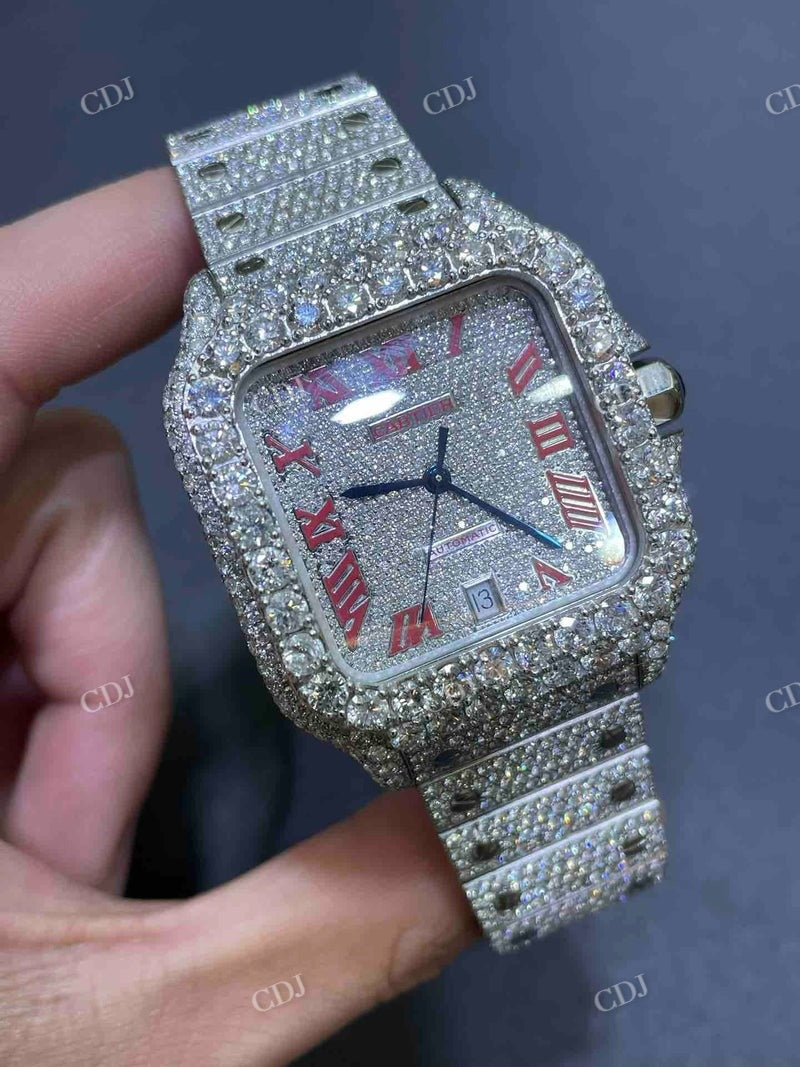 Bust Down Cartier Santos Moissanite Watch  customdiamjewel   