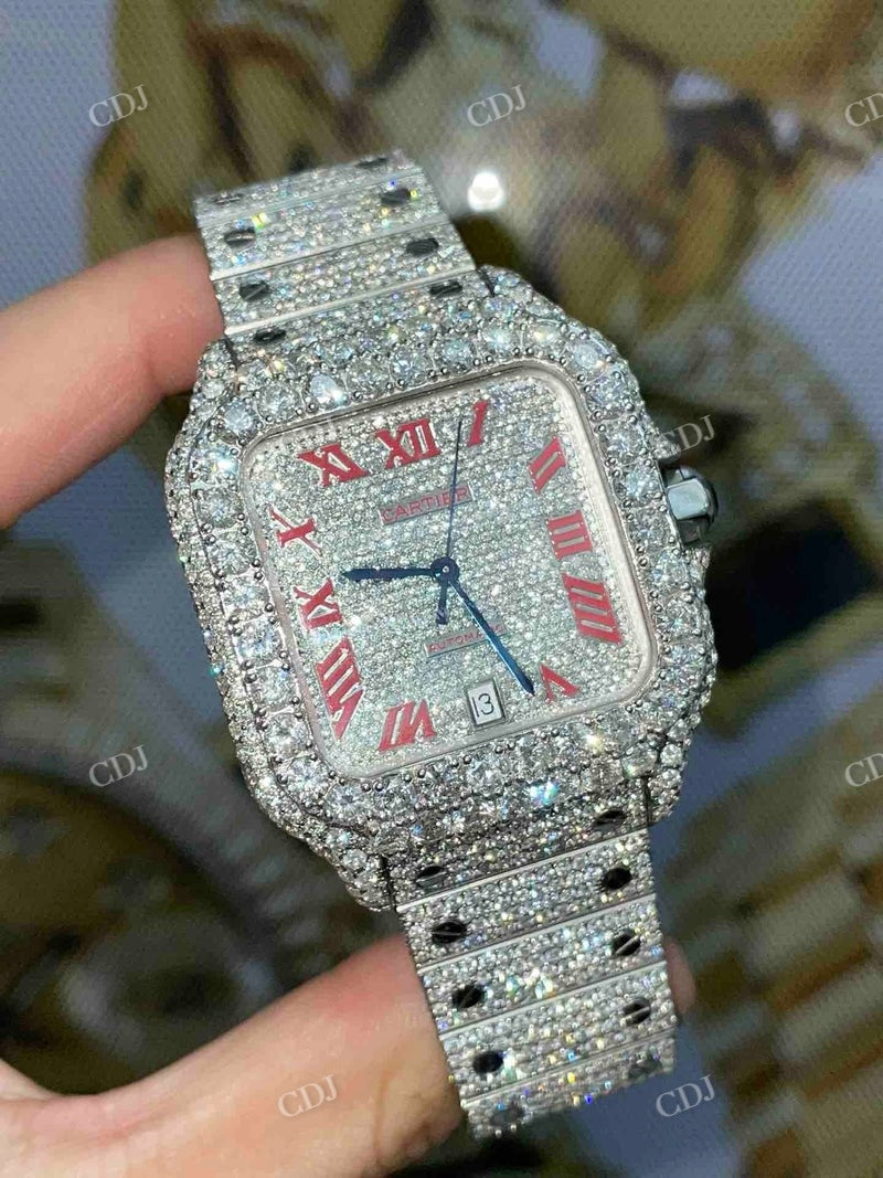 Bust Down Cartier Santos Moissanite Watch  customdiamjewel   