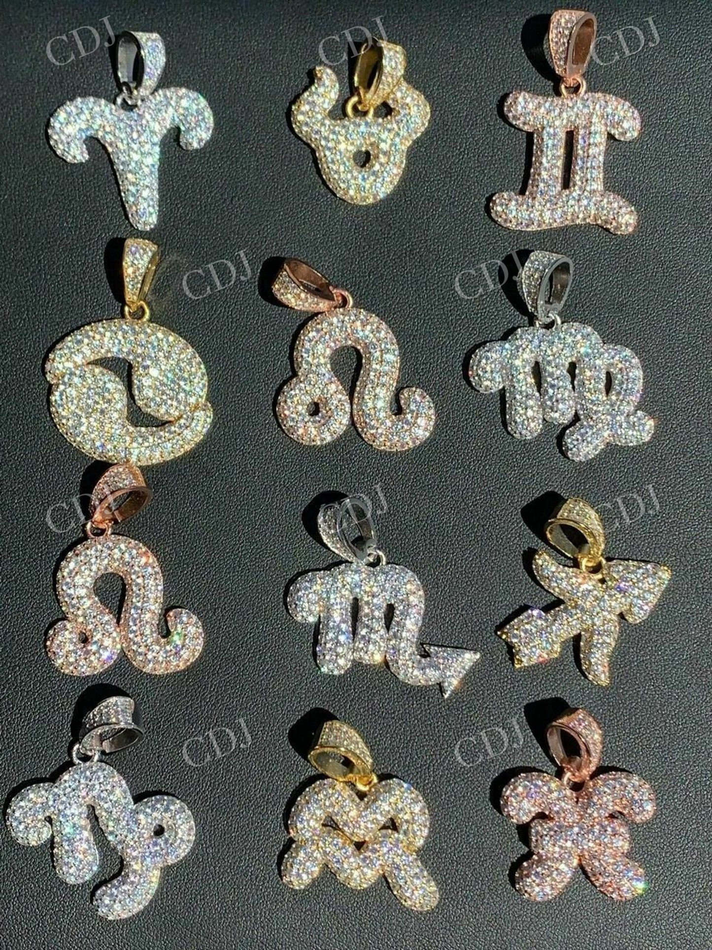 Iced Diamond Zodiac Astrology Sign Pendant  customdiamjewel   