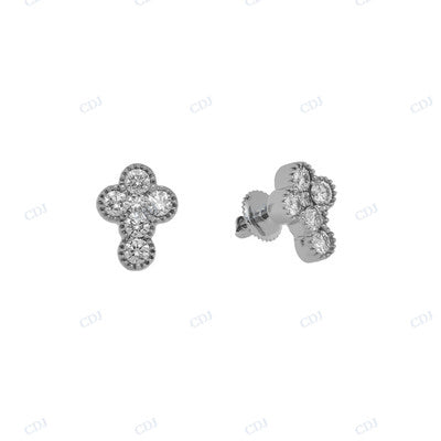 Cross Design White Gold Plated Hip Hop Earring hip hop jewelry CustomDiamJewel