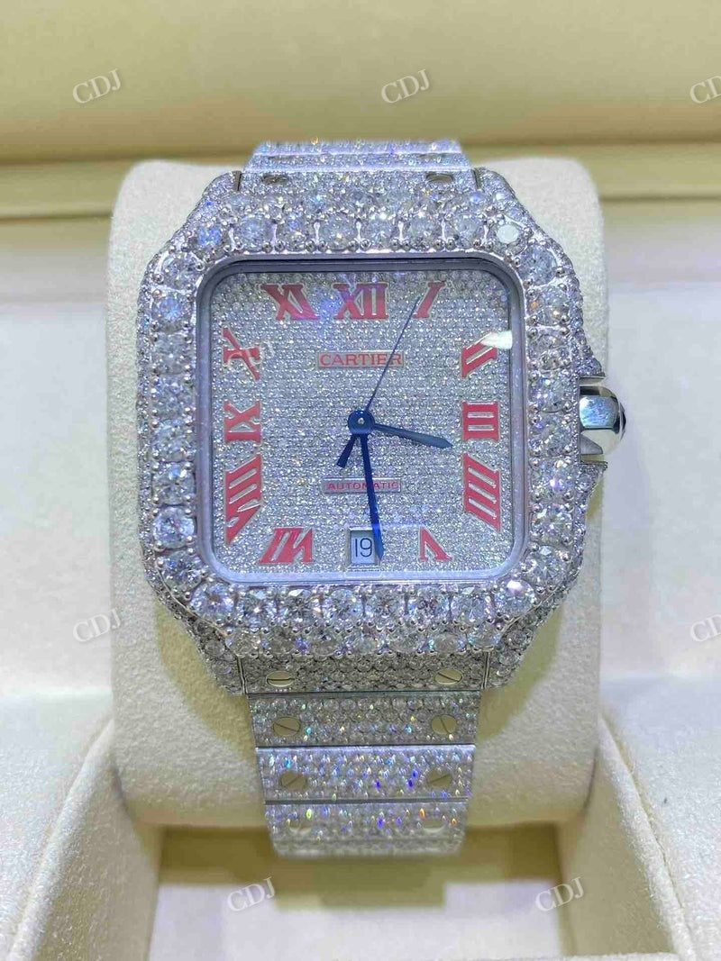 Bust Down Cartier Santos Moissanite Watch  customdiamjewel   