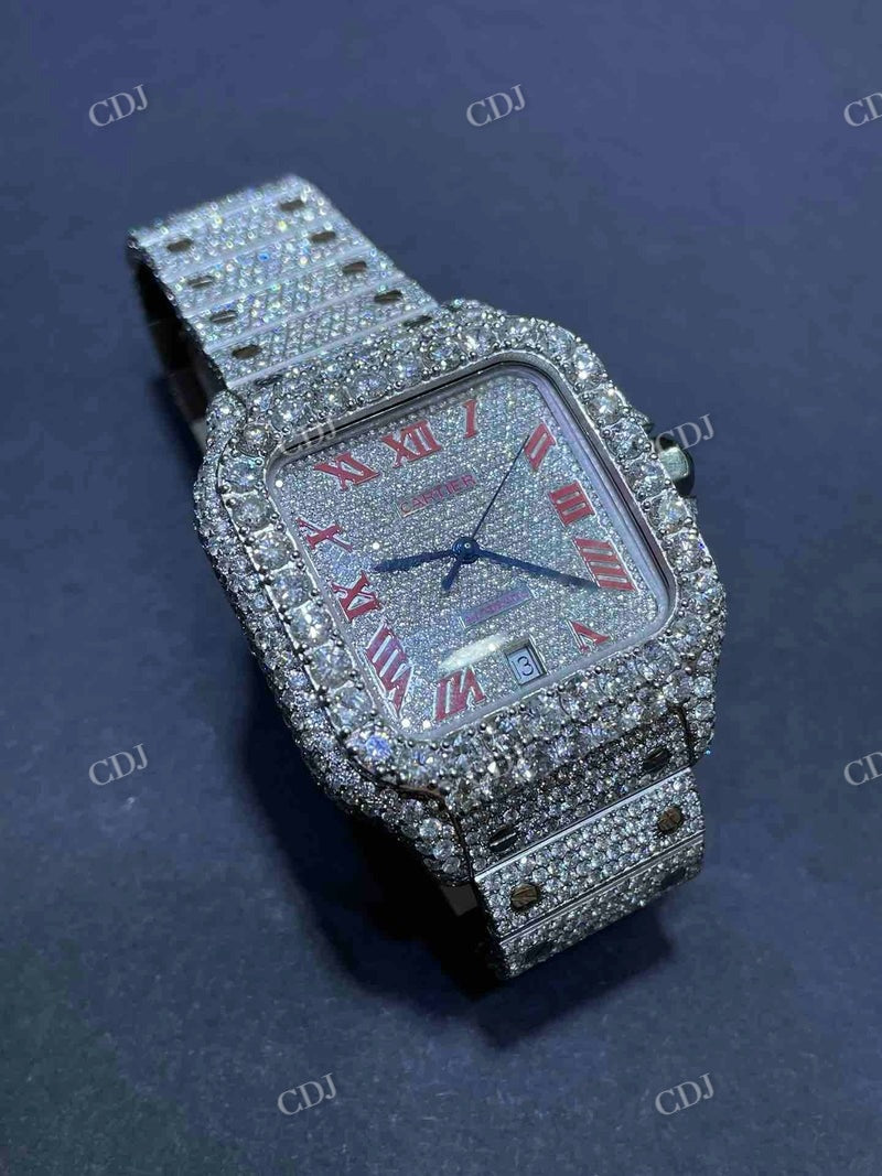 Bust Down Cartier Santos Moissanite Watch  customdiamjewel   