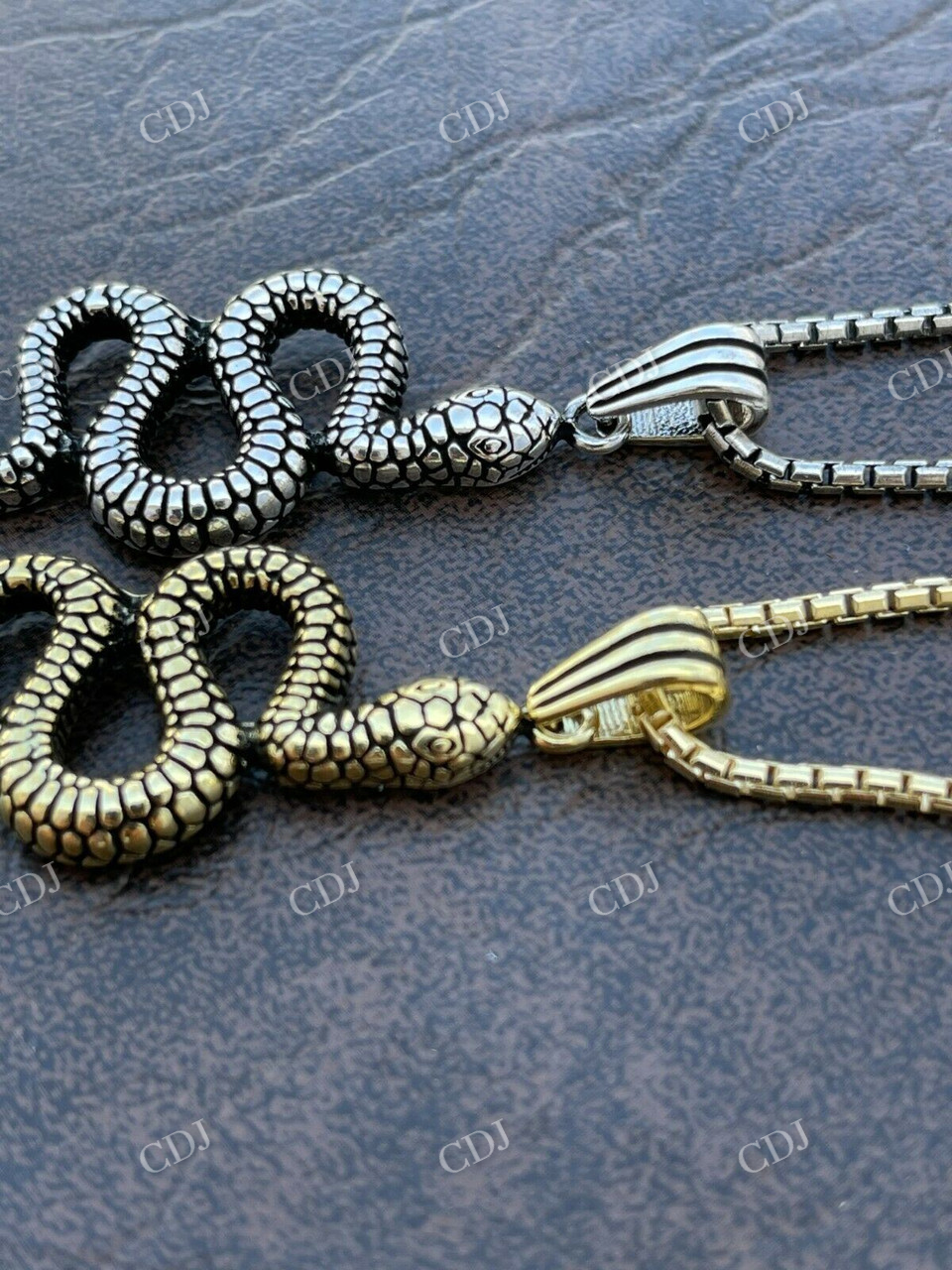 14k Gold Cobra Snake Iced Out Pendant  customdiamjewel   