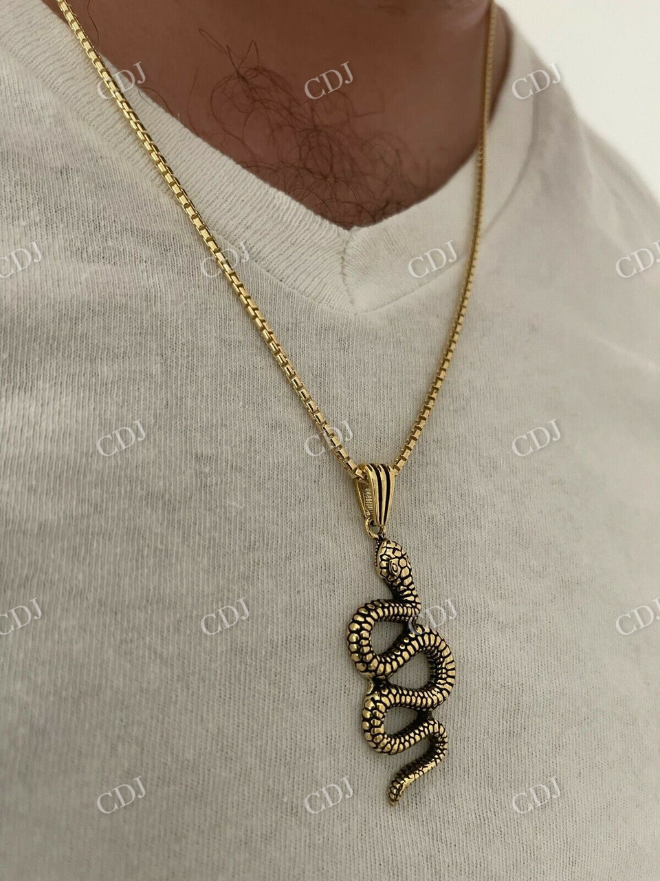 14k Gold Cobra Snake Iced Out Pendant  customdiamjewel   