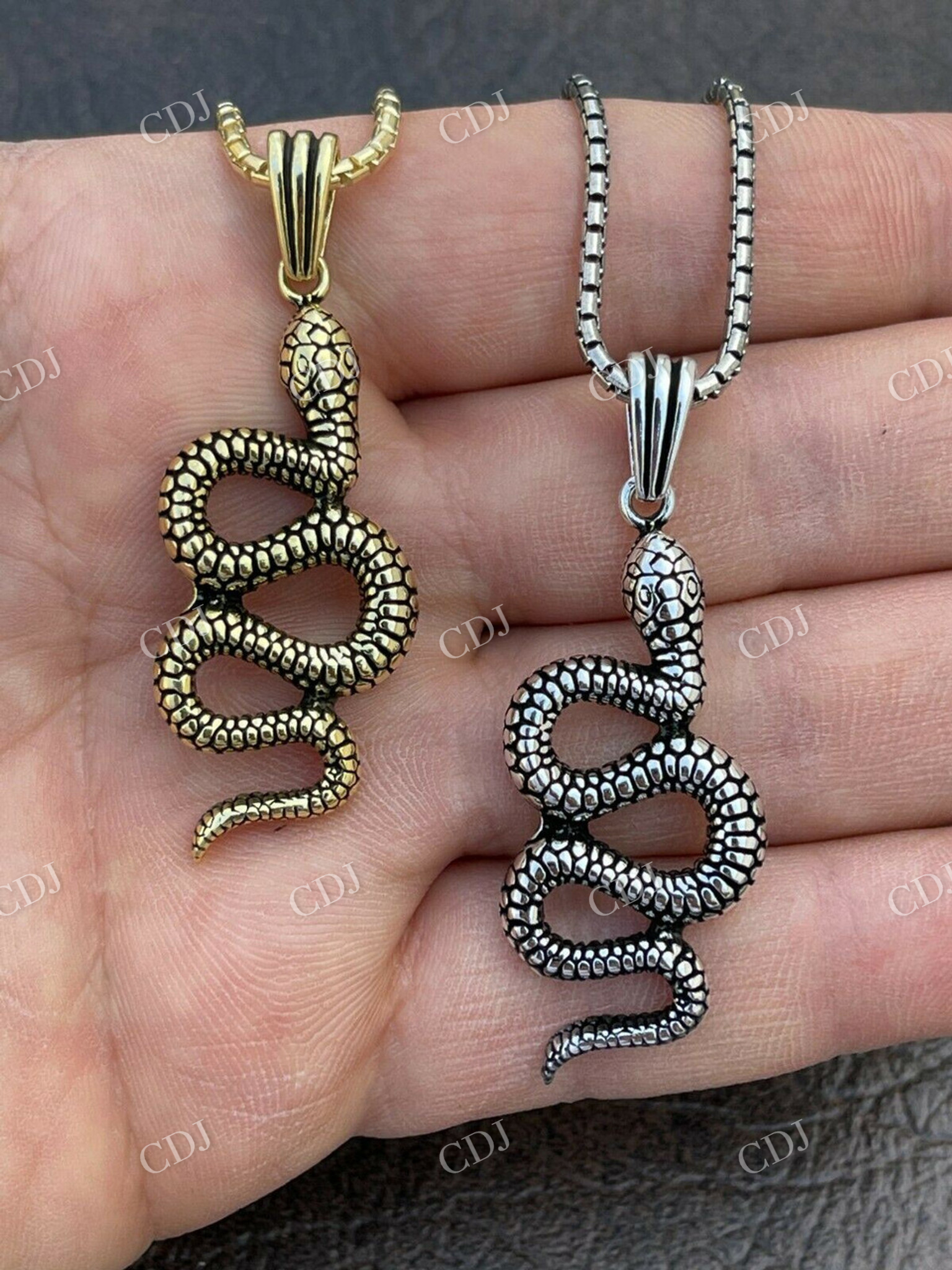 14k Gold Cobra Snake Iced Out Pendant  customdiamjewel   