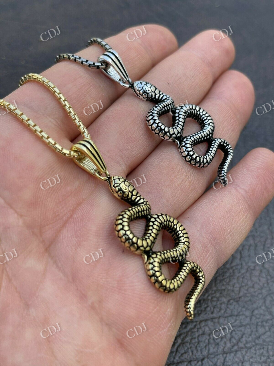 14k Gold Cobra Snake Iced Out Pendant  customdiamjewel   