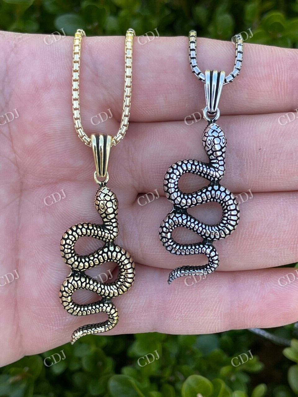 14k Gold Cobra Snake Iced Out Pendant  customdiamjewel   