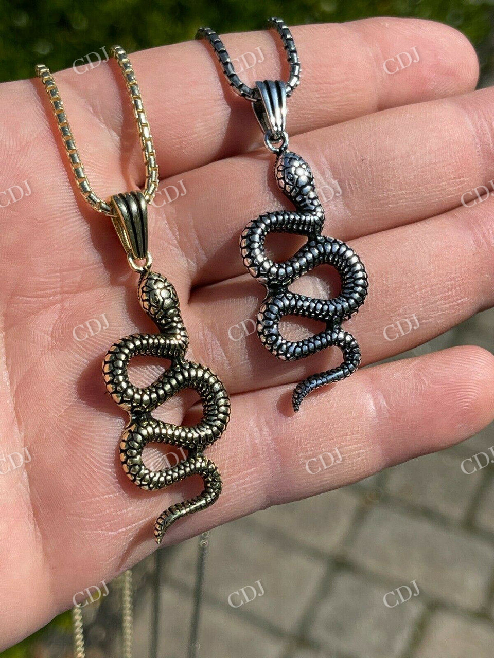 14k Gold Cobra Snake Iced Out Pendant  customdiamjewel   