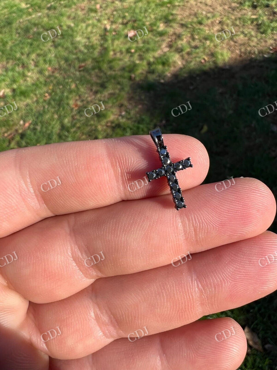 Round Stone Iced Out Cross Pendant  customdiamjewel   