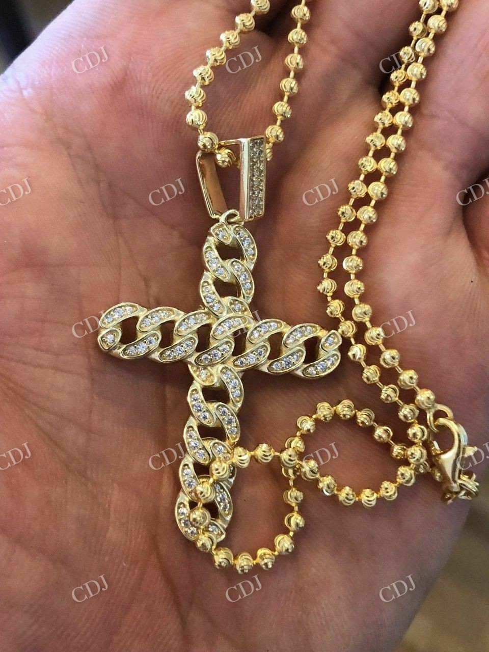 Cuban Link Diamond Cross Hip Hop Pendant  customdiamjewel   