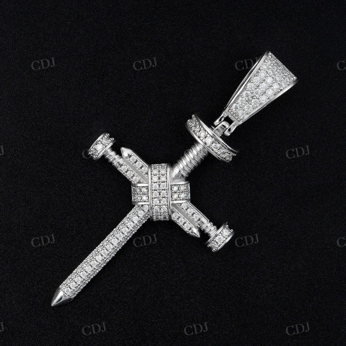 Diamond Nail Cross Pendant For Men  customdiamjewel   