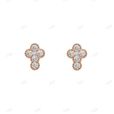 Rose Gold Plated Cross Design Earring hip hop jewelry CustomDiamJewel