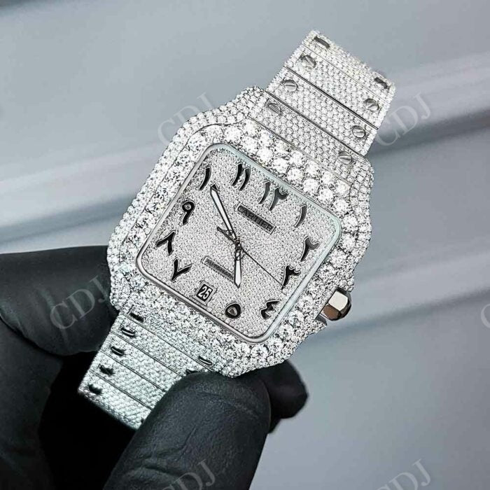 Cartier Arabic Dial Full White Custom Watch Manufacturer customdiamjewel