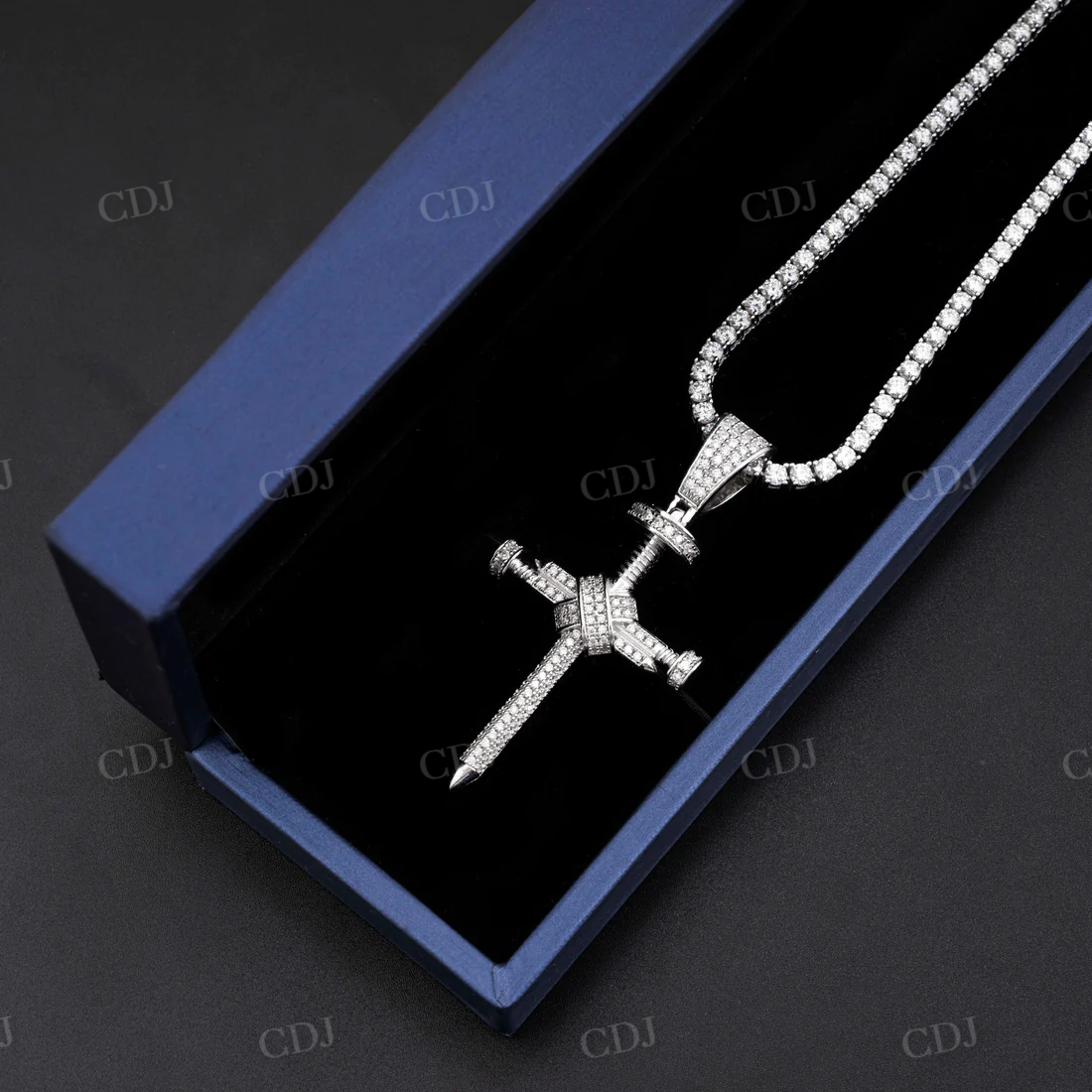 Diamond Nail Cross Pendant For Men  customdiamjewel   