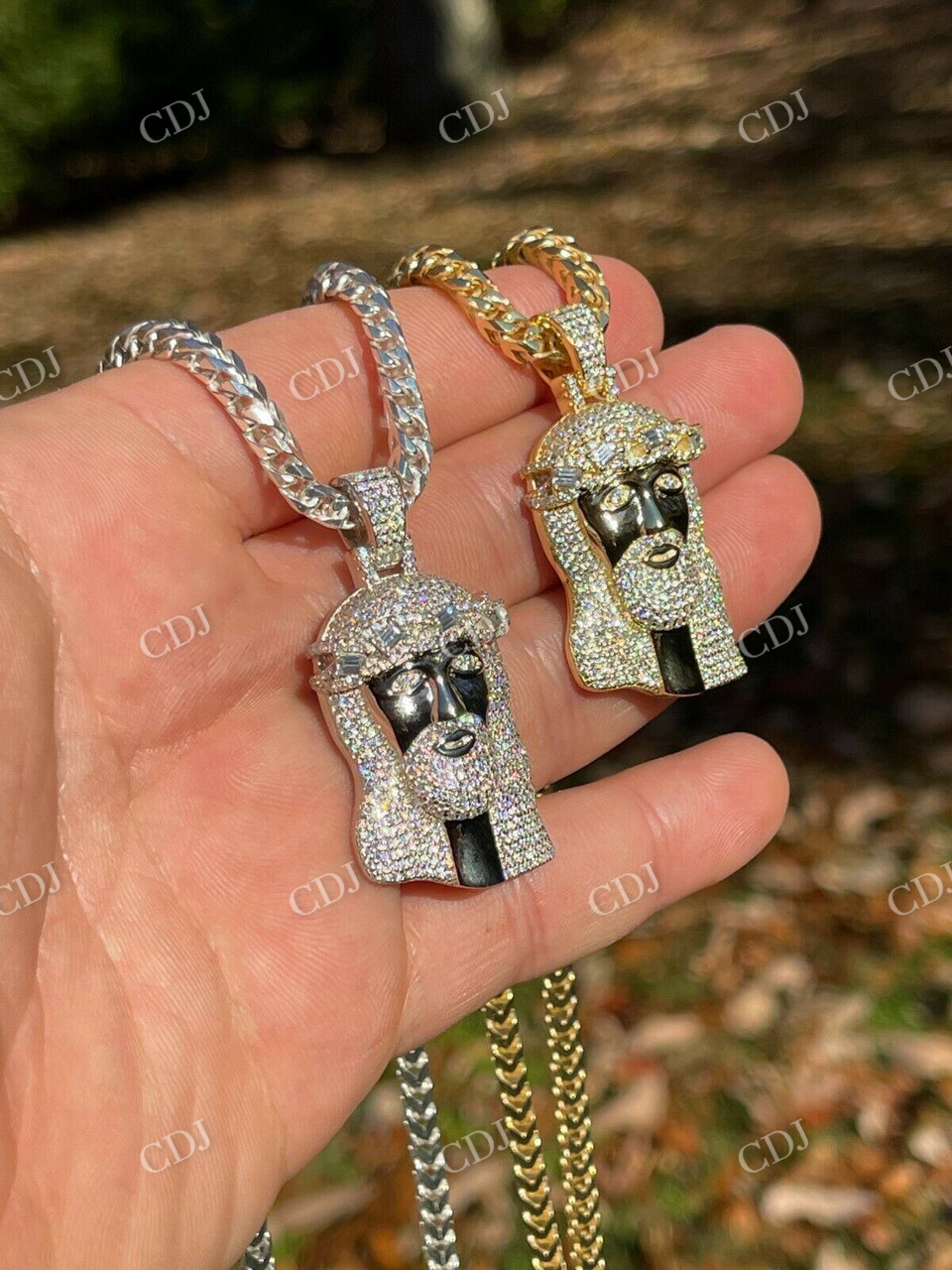 Hip Hop 14k Gold Jesus Diamond Pendant  customdiamjewel   