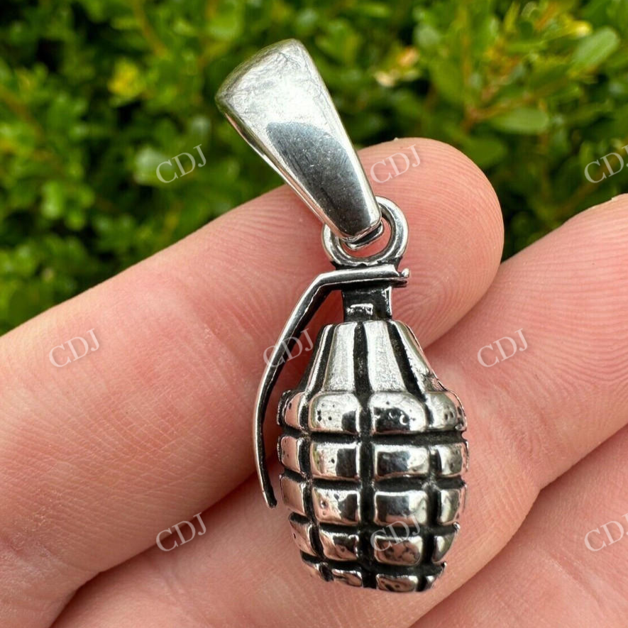 Grenade Bomb Solid 925 Silver Hip Hop Pendant  customdiamjewel   