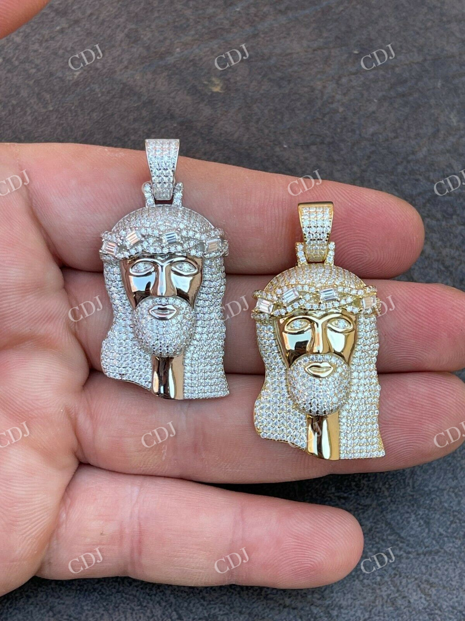 Hip Hop 14k Gold Jesus Diamond Pendant  customdiamjewel   