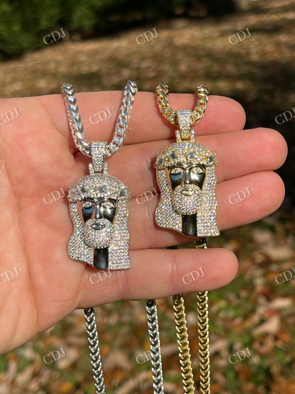 Hip Hop 14k Gold Jesus Diamond Pendant  customdiamjewel   