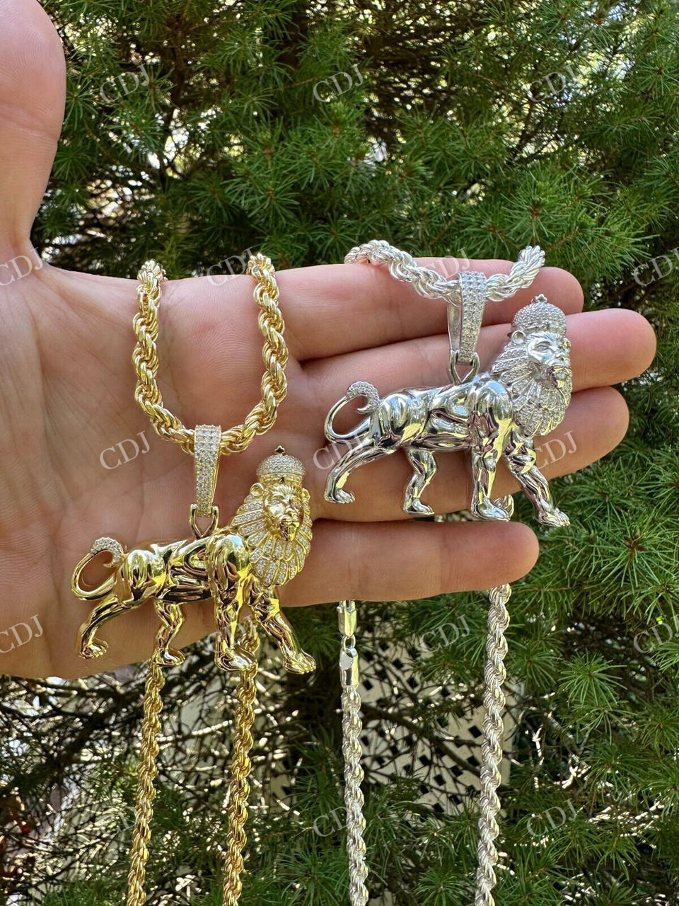 925 Solid Silver Iced Lion Hip Hop Pendant  customdiamjewel   