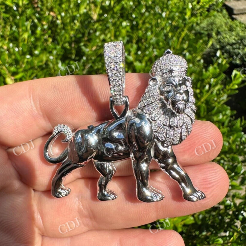 925 Solid Silver Iced Lion Hip Hop Pendant  customdiamjewel   