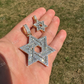 Iced Out Baguette Round Diamond Star Pendant  customdiamjewel   